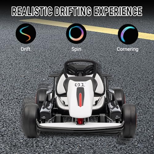 Kids Go Kart, 24V Electric Drift Car, 2-Speed Ride On Toy for Boys Girls 6+ V958