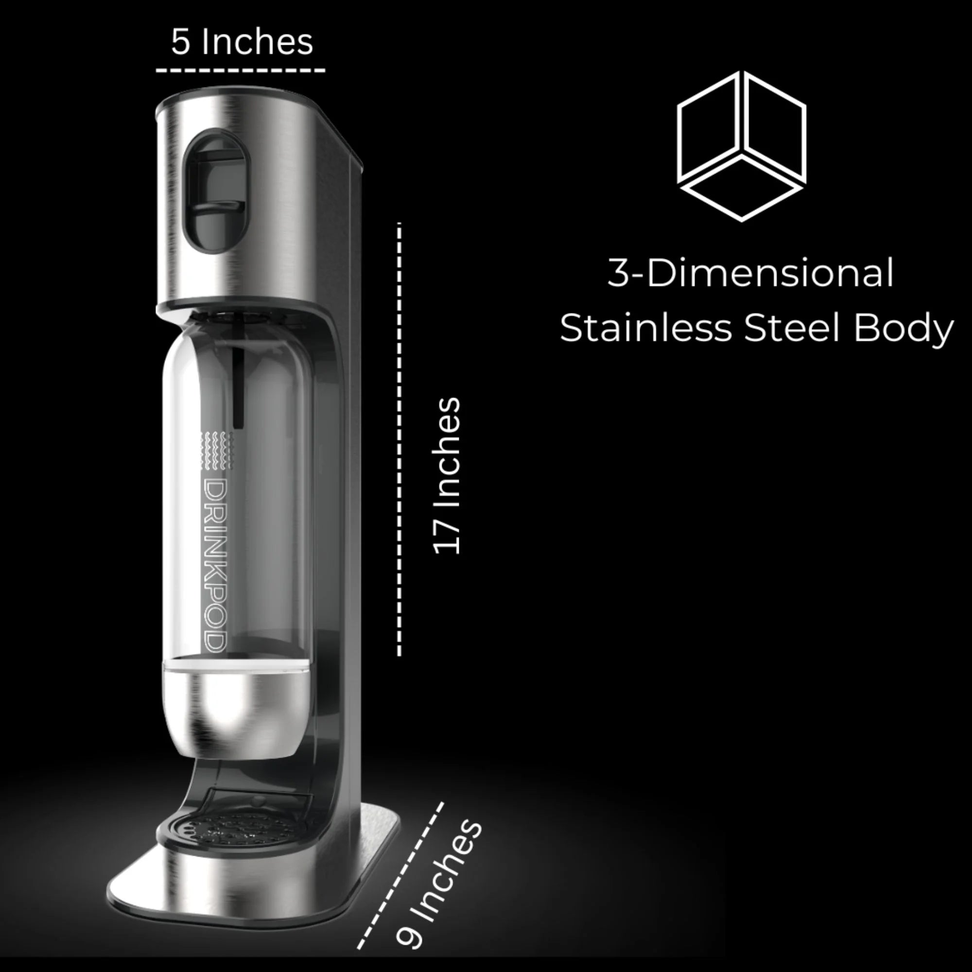 Stainless Steel Sparkling Water Machine with CO2 Cylinder and 3 Bottles U246828