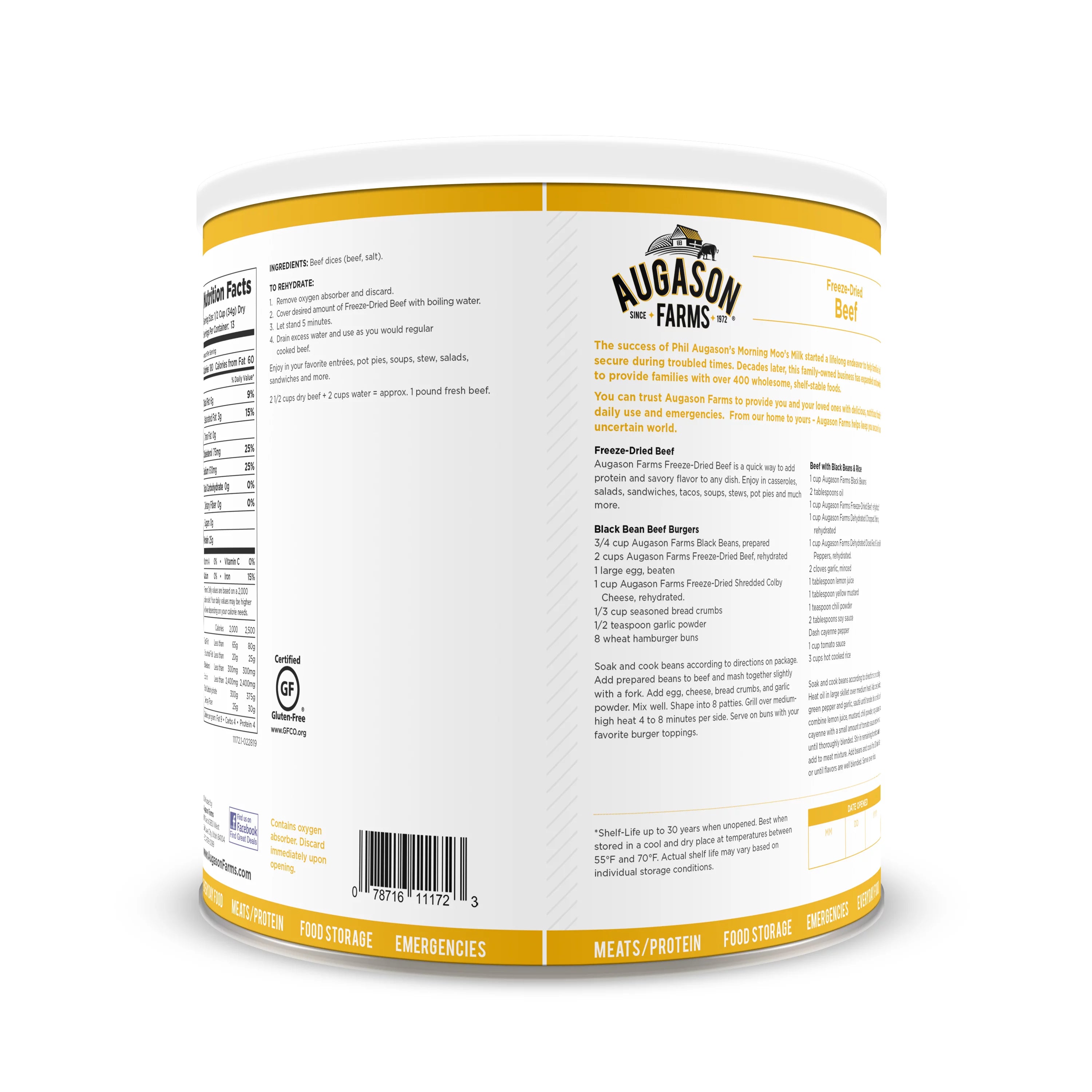 Freeze-Dried Beef Chunks, 16 oz G57323