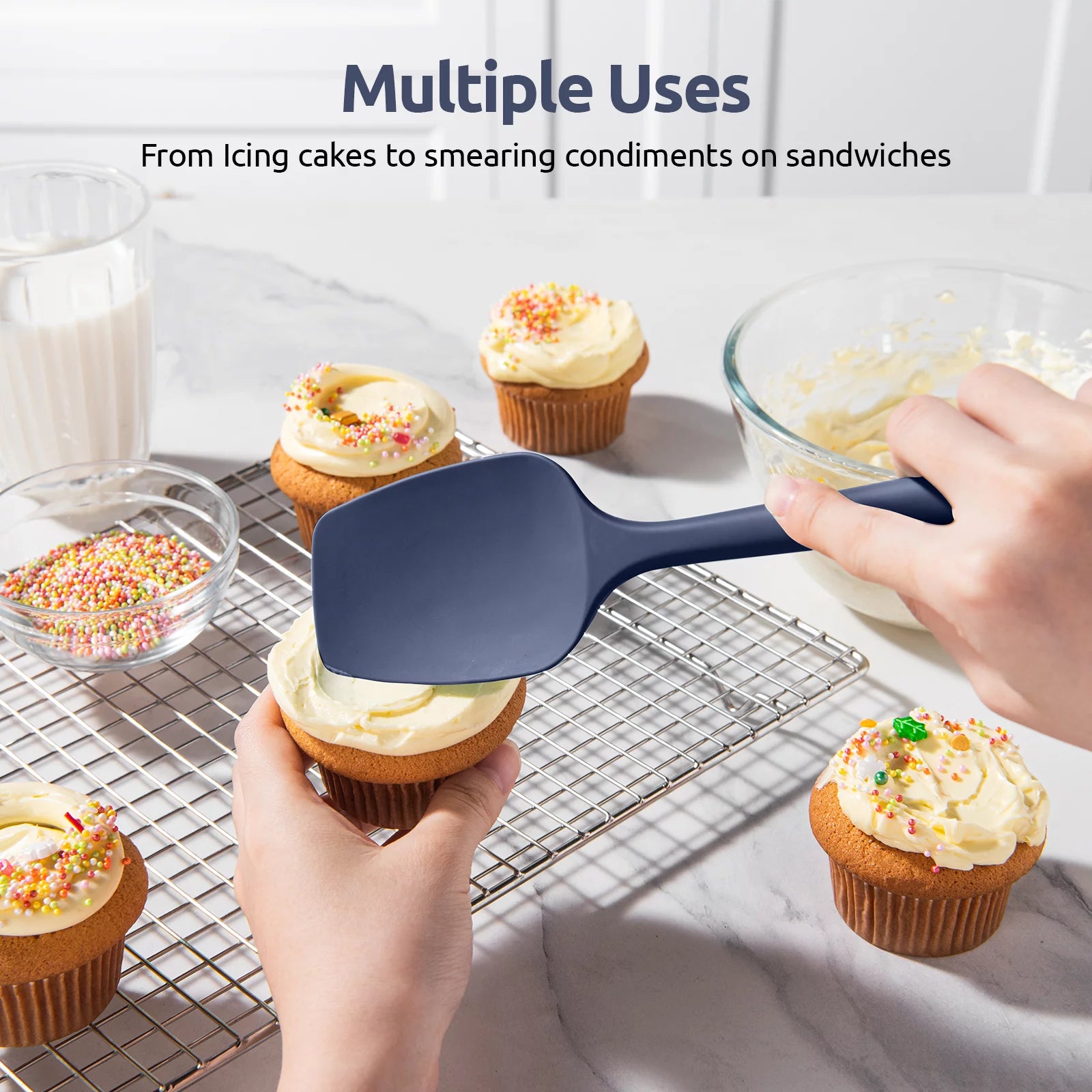 Silicone Spoon Spatula Set of 3, BPA-Free Food Grade, Heat Resistant to 600°F E445879
