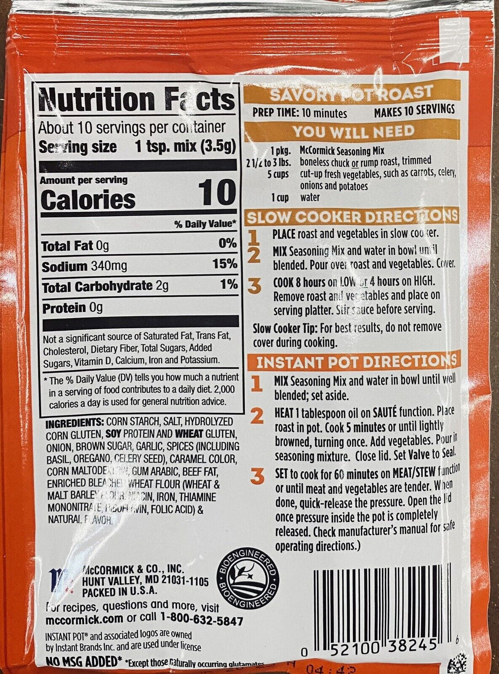 Slow Cooker Pot Roast Seasoning Mix, Savory Herbs & Spices, 2 Pack I771