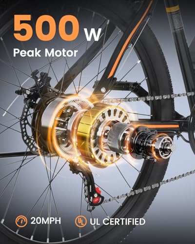 Electric Bike for Adults, 26" 500W Brushless Motor, 40 Miles Range, 7-Speed F4769