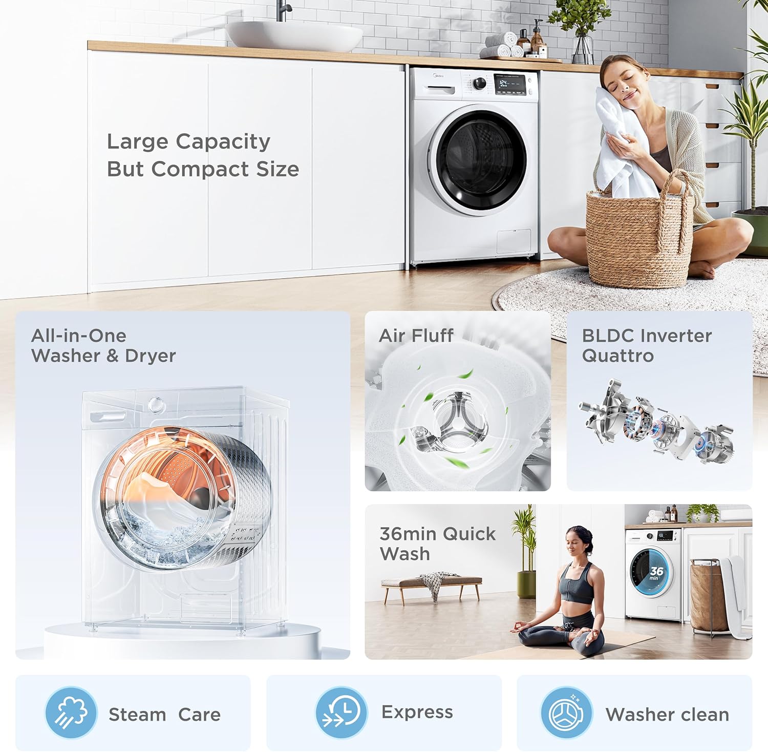 24 Inch Washer and Dryer Combo, Ventless, 2.7 cu.ft, Front Load X492