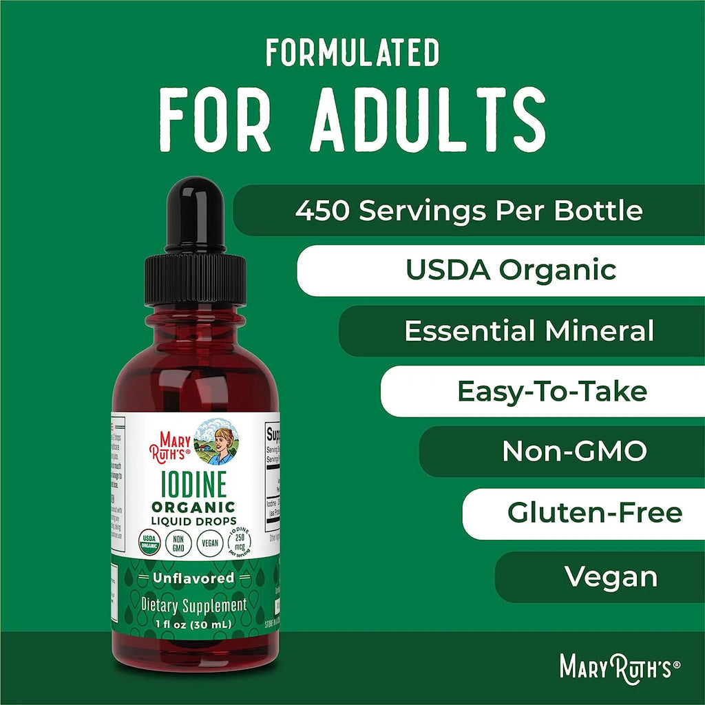 Potassium Iodine Supplement Drops, USDA Organic, Vegan, 450 Servings Q784