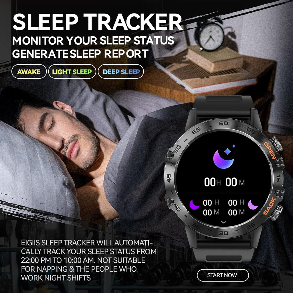 Rugged Tactical Smart Watch with HD Screen, Heart Rate Monitor, Fitness Tracker C8438