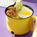 Jeanoko Electric Cooking Pot 1.5L Coated Anti Scald Handle Clear Lid Multifunction Electric Cooker Multi Function Electric Pot Electric Cooker for Home Dormitory Party (Yellow Double Layer)