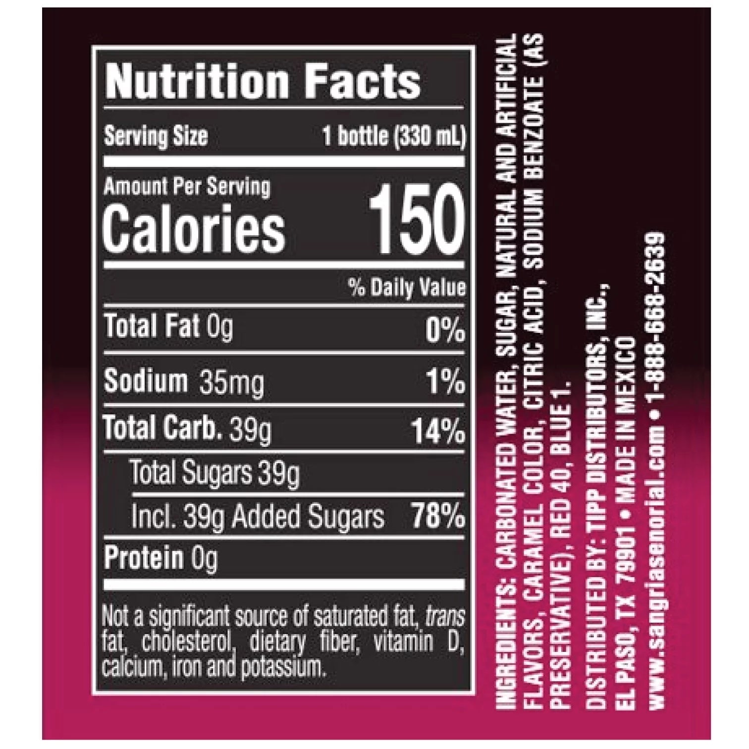 Sparkling Non-Alcoholic Sangria 12-Pack Glass Bottles V1660