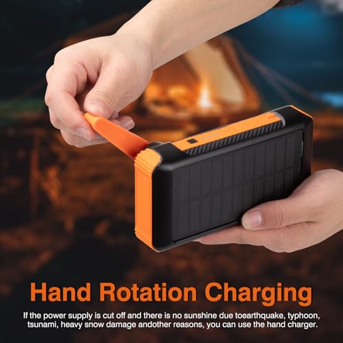 Solar Power Bank 20000mAh with Hand Crank, 4 Cables, and LED Flashlight S6880