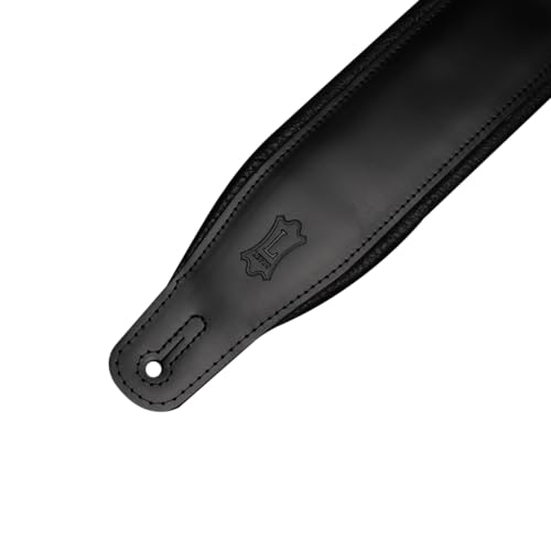 3" Wide Leather Guitar Strap with Foam Padding, Black O895