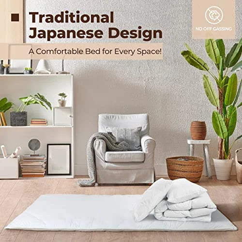 Japanese Floor Mattress with Cotton Zip Cover, 75x39 in D7298