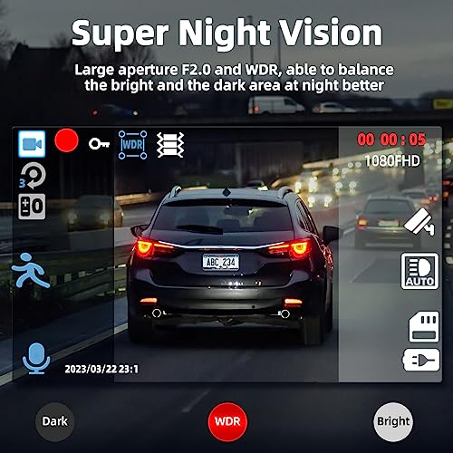 3 Channel Dash Cam Front Rear Inside, 2.5K WiFi, 1440P+1080P, 64GB Card, IR Night Vision P6249