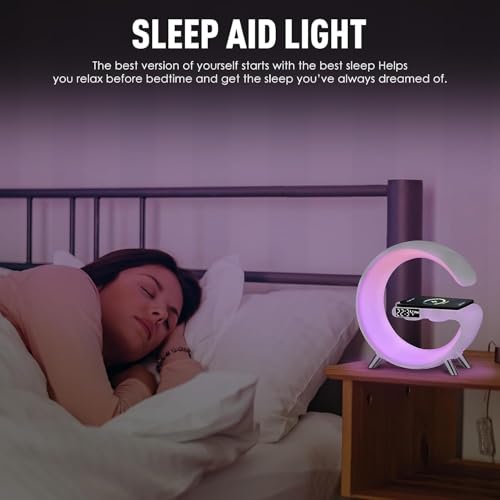 Wireless Charging LED Table Lamp with Bluetooth Speaker and Alarm Clock Z398