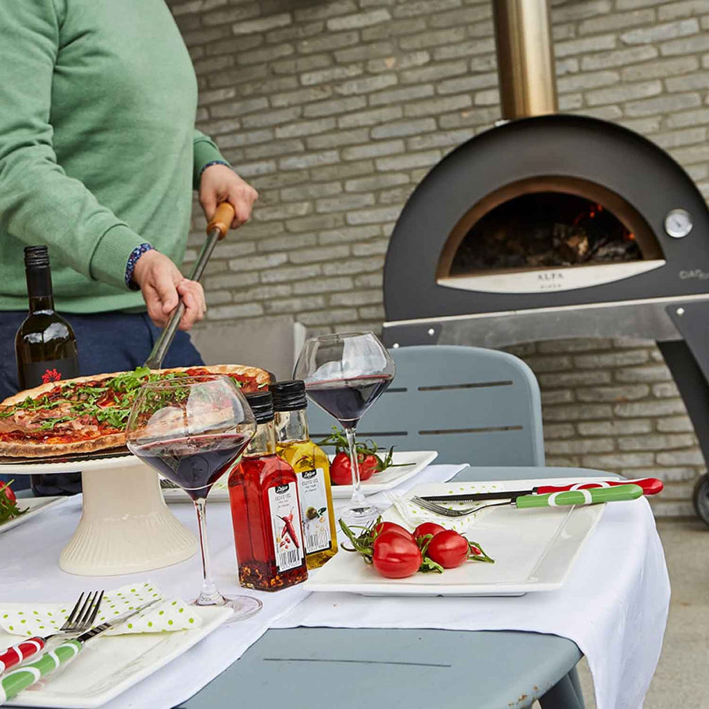 27" Wood Fired Pizza Oven on Base, Silver Gray Z383431