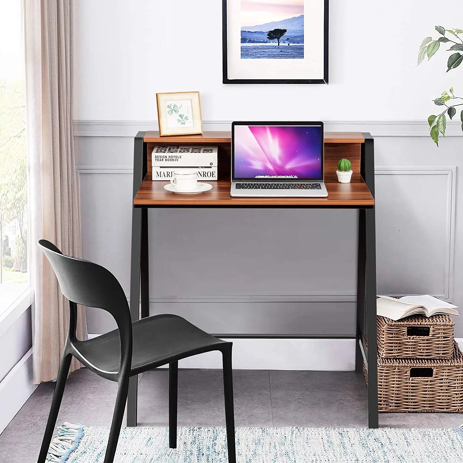 Compact Home Office Desk with Sturdy Frame for Small Spaces F519655