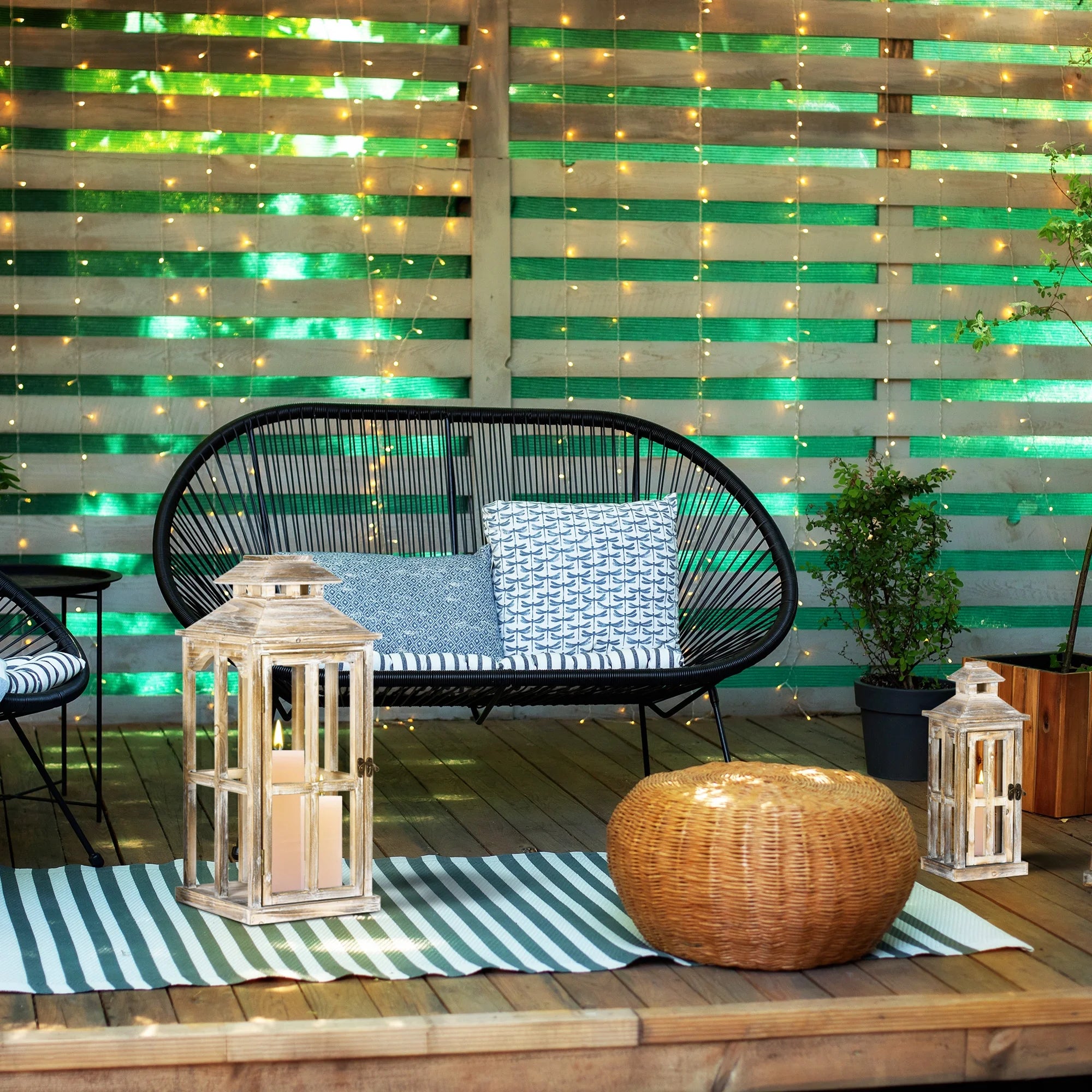 Rustic Wooden Lantern 2-Pack for Indoor Outdoor Decor N894374