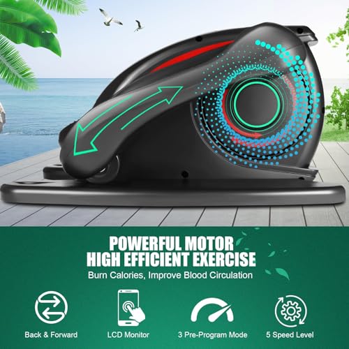 Under Desk Elliptical, Electric Leg Exerciser for Seniors, Portable Seated Foot Pedal with Remote X102