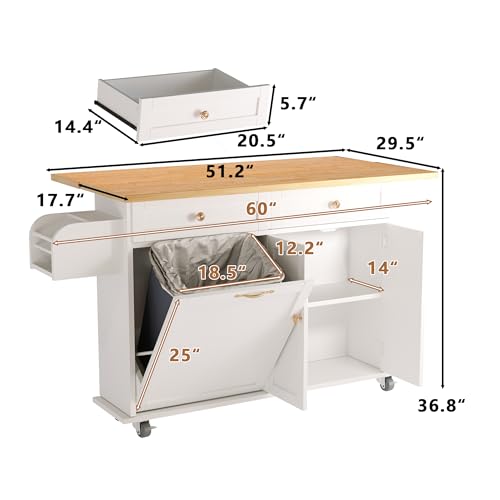 Movable Kitchen Island with Drop Leaf and Power Outlet Y932
