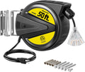 DEWENWILS Extension Cord Reel, 50FT Heavy Duty Power Cord, 14/3C SJTW, Retractable Cord Reel, 13 Amp Circuit Breaker, Ceiling/Wall Mount Retractable Extension Cord Reel, ETL Listed