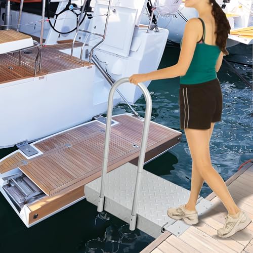 Boat Boarding Platform with Handrail, Folding Dock Step M3596