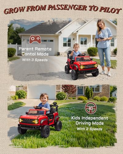 24V Ride on Car for Big Kids, 2 Seater with Remote Control, 4-Wheeler Suspension, 3 Speeds, LED Lights D981