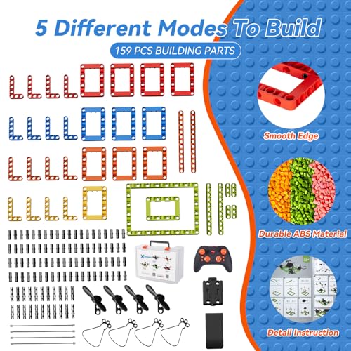 STEM Building Toy Set 159 Pieces for Kids 6-12, 5-in-1 DIY Drone Kit E141560
