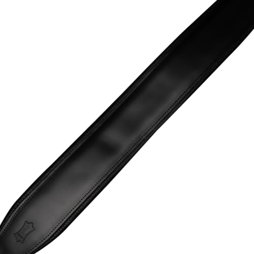 3" Wide Leather Guitar Strap with Foam Padding, Black O895