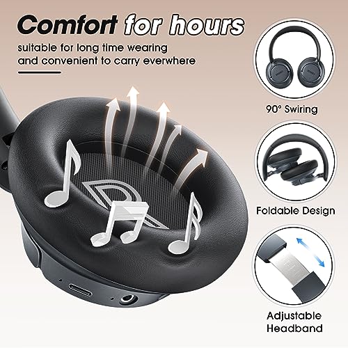 Hybrid Active Noise Cancelling Headphones with Transparent Mode, 70H Playtime, Bluetooth, Deep Bass Y40933