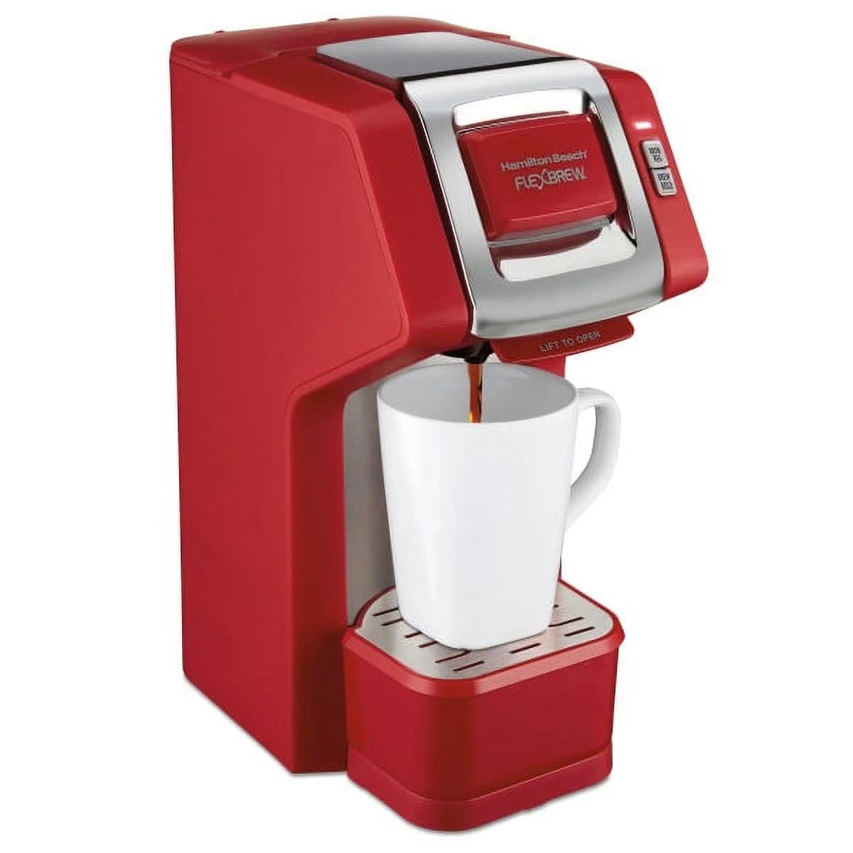 Hamilton Beach FlexBrew Single-Serve Coffee Maker for Use with Single-Serve Pods or Ground Coffee, Red, 49945