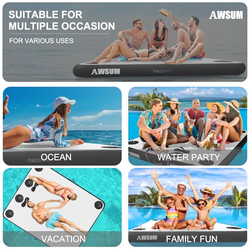 Inflatable Floating Dock Platform with Non-Slip Surface for Pool Beach Ocean B86969