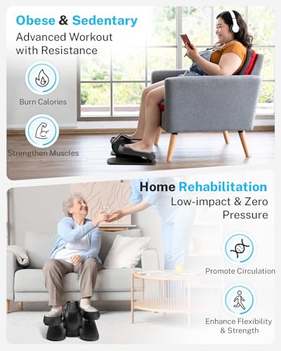 Under Desk Elliptical Leg Exerciser for Seniors, 3-in-1 Seated Pedal Machine with 10 Resistance Levels Z5447