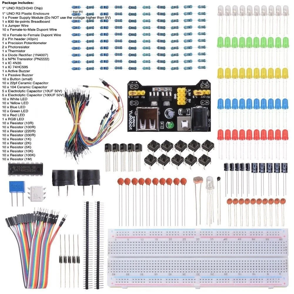 Electronic Components Kit, Precision Potentiometer Resistor with 830 Tie Points X829903