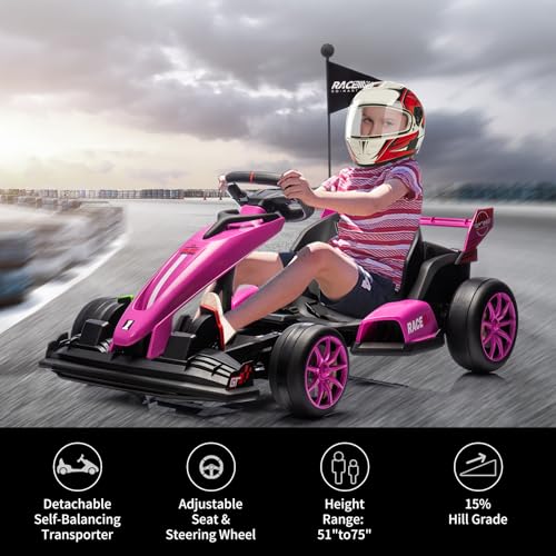 Electric Drift Kart for Kids, Ride-On Car with Adjustable Seat A721