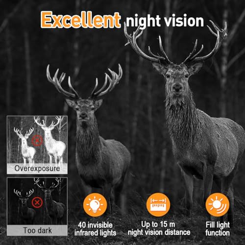 Trail Camera WiFi Bluetooth, 2.7K 48MP Night Vision Motion Activated, IP66 Waterproof N16158