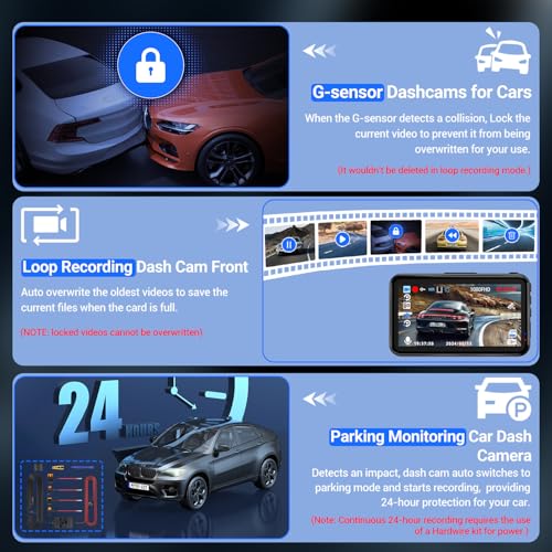 Dash Cam 1080P FHD with 32GB Card, Night Vision, 170° Wide Angle V8397