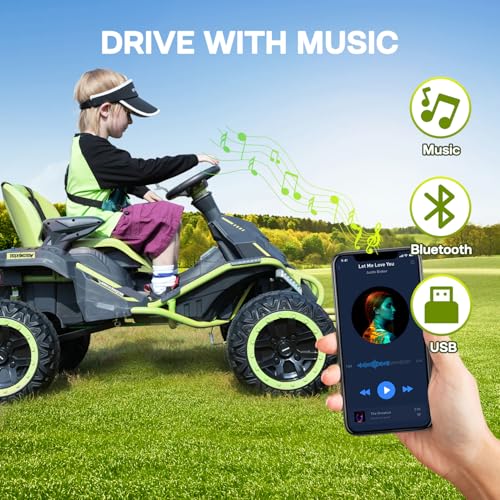 24V Ride on Toy for Big Kids with 4 Motors and Bluetooth Speaker R859
