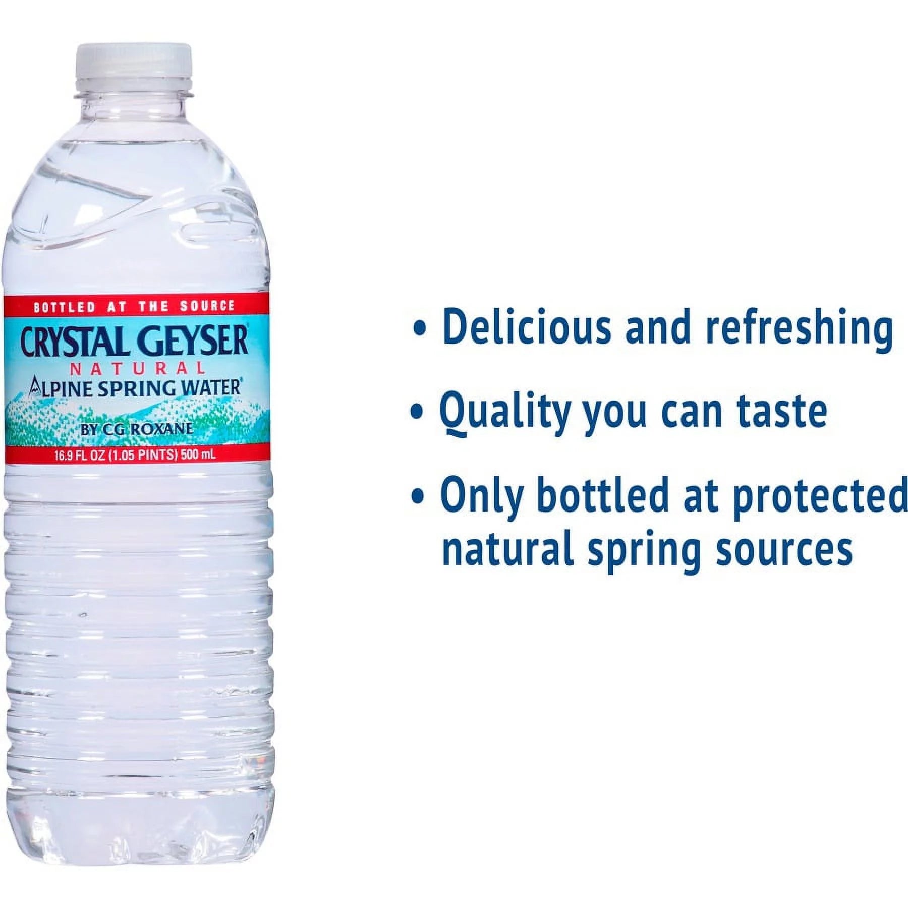 Natural Alpine Spring Water, 16.9 oz Bottle, 24 Pack I83166