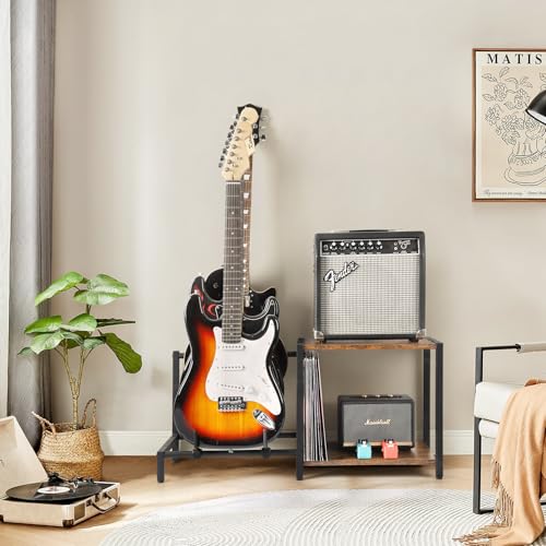 Guitar Rack, 3-Piece Floor Stand with Amp Support, Adjustable Holder for Multiple Instruments H140