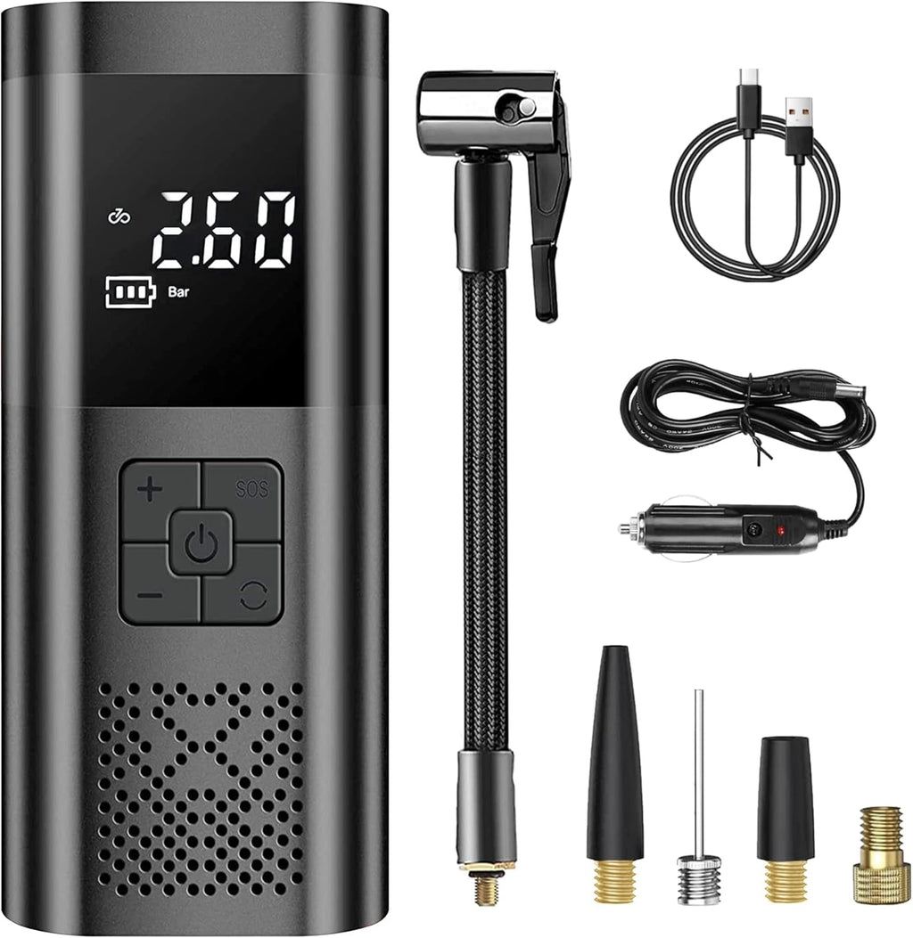 Tire Inflator Portable Air Compressor, Cordless Air Pump for Car Tires, Electric Inflator with 150PSI Digital Pressure Gauge,LED Light, Auto shut-off, 7500mAh Battery for Car Bike Ball Motorcycle