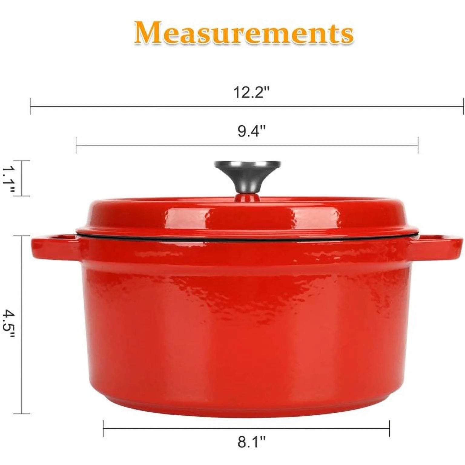 Enameled Cast Iron Dutch Oven, 5 qt Round Casserole Dish for Bread Baking X40103