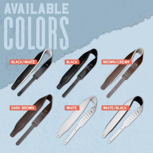 3" Wide Leather Guitar Strap with Foam Padding, Black O895