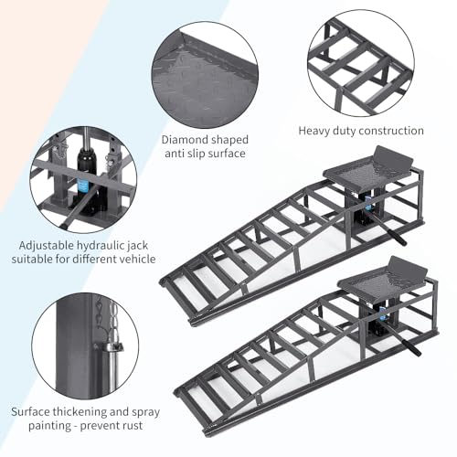 Hydraulic Car and Truck Service Ramps, 5 Ton Capacity, Adjustable Height M5181