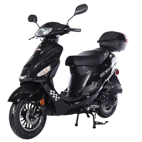 X-PRO Milos 50 Moped with 10" Aluminum Wheels, Electric/Kick Start! (Black)