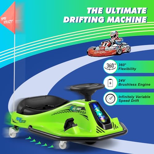 24V Electric Drifting Go Kart for Kids with Rotating Wheels, Pink D311017