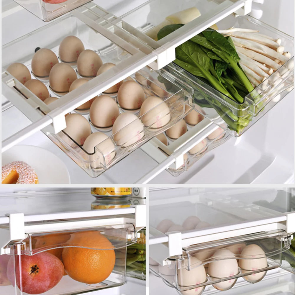 Transparent Refrigerator Egg Tray with Handle, Vegetable Storage Box F36791