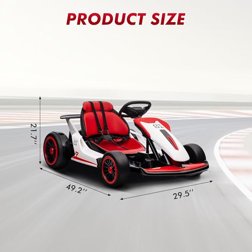 Electric Drift Kart for Kids with Adjustable Seat, LED Lights, 8.1 MPH W755255