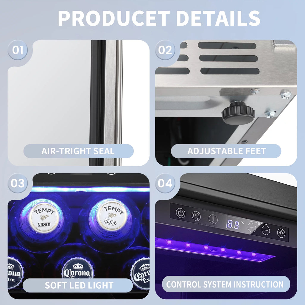15 inch Beverage Refrigerator with Clear Glass Door and Digital Temperature Control R6948