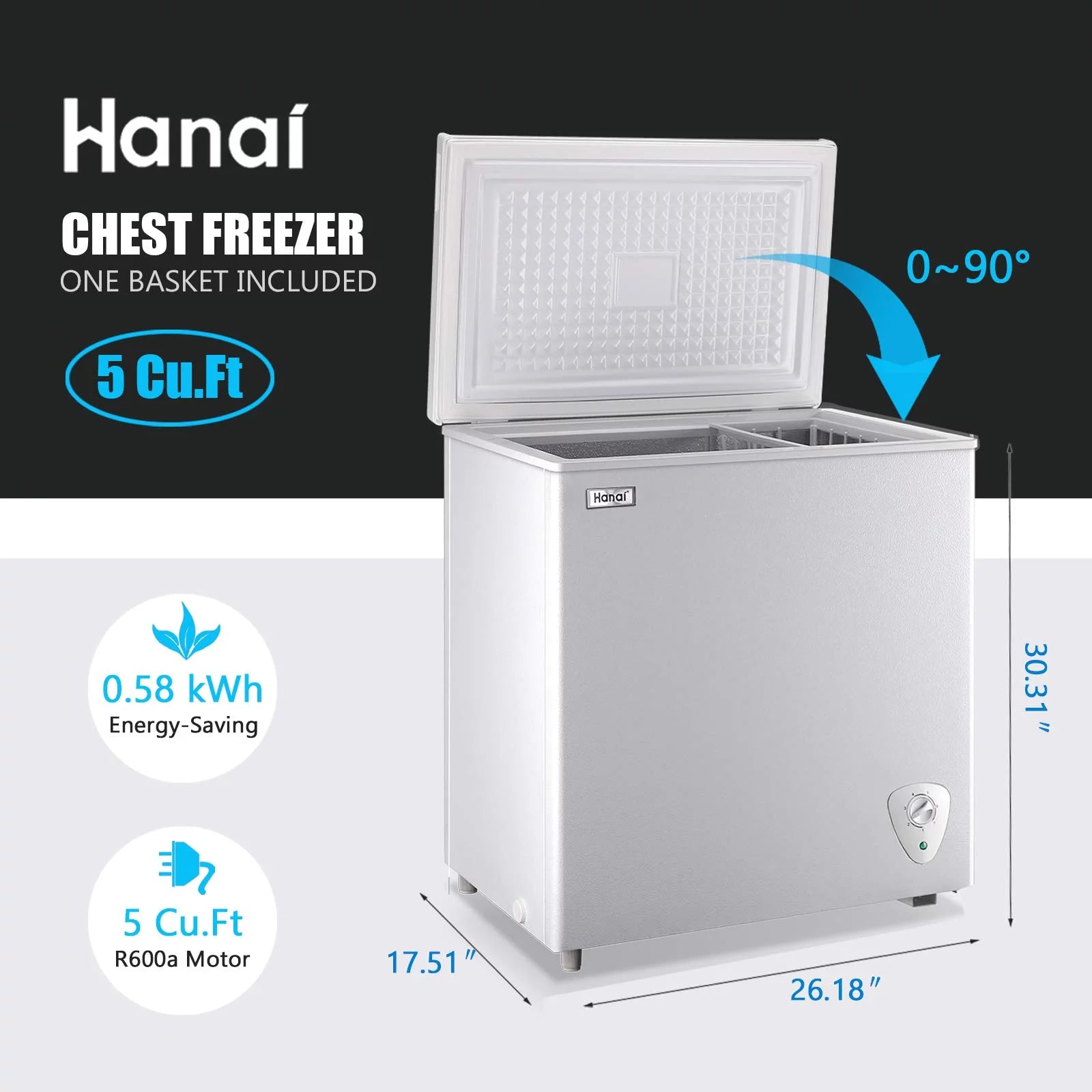Chest Freezer, 5 Cu.ft, White Y358041
