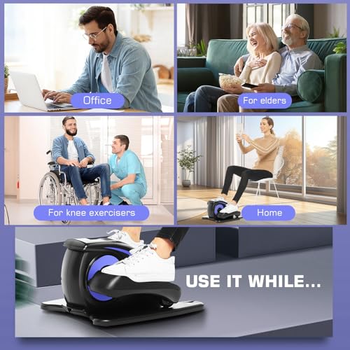 Under Desk Elliptical, Electric Leg Exerciser for Seniors, Portable Seated Foot Pedal with Remote X102