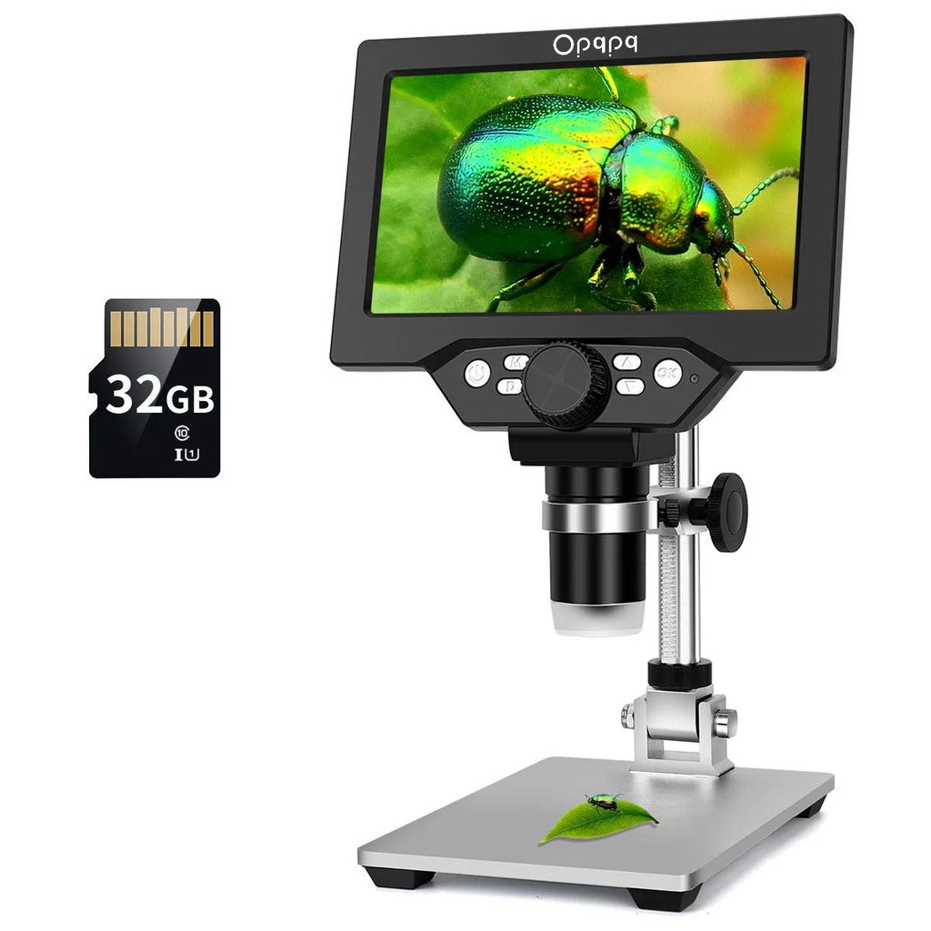 7" LCD Digital Microscope,Opqpq 1200X Coin Microscope with 32GB Card, Soldering Electronic Microscope with 12MP Camera, LED Fill Lights, Wired Remote, PC View, Windows/Mac OS Compatible