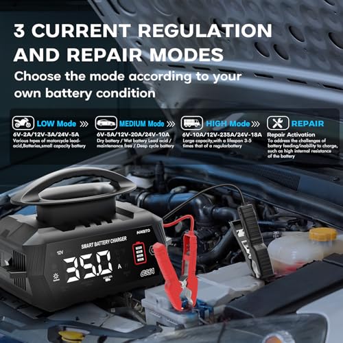 12V 24V 16-Amp Smart Battery Charger for Car Truck Boat Marine D264